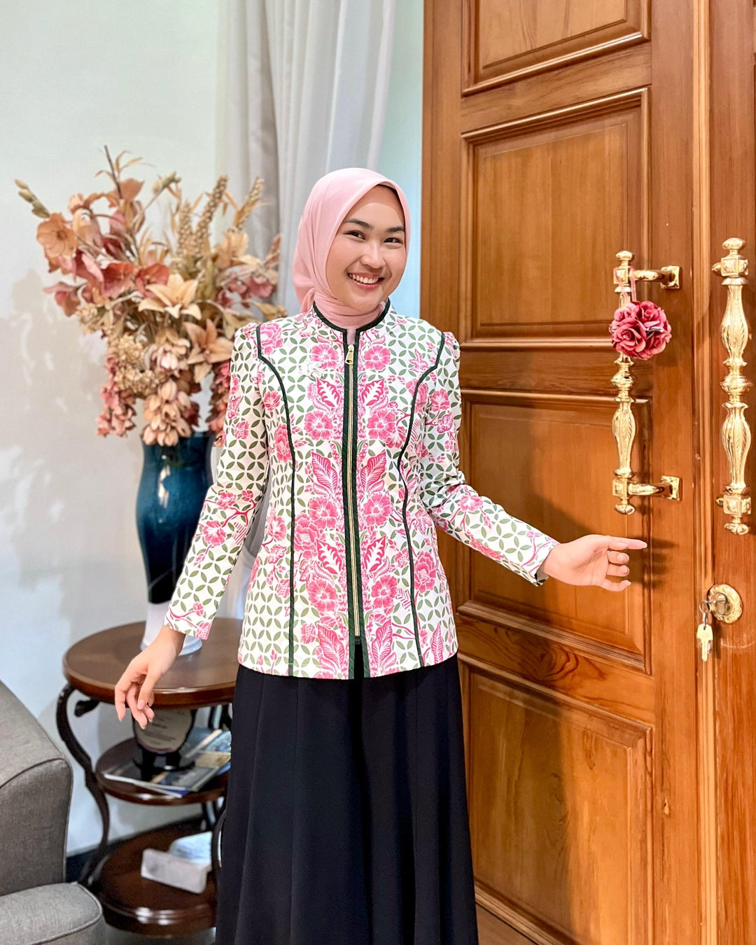 Sarimbit Kondangan Gamis & Kemeja Furing Maroon Gold - Tampilan 4:5 Foto 1
